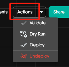 Actions menu showing Dry Run option